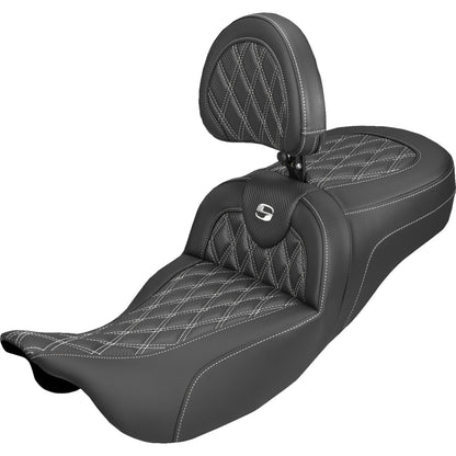 Saddlemen Extended Reach Roadsofa™ Seat - Lattice White Stitch - FL '08-'25 [MPN: 808-07B-207B6]_2308001