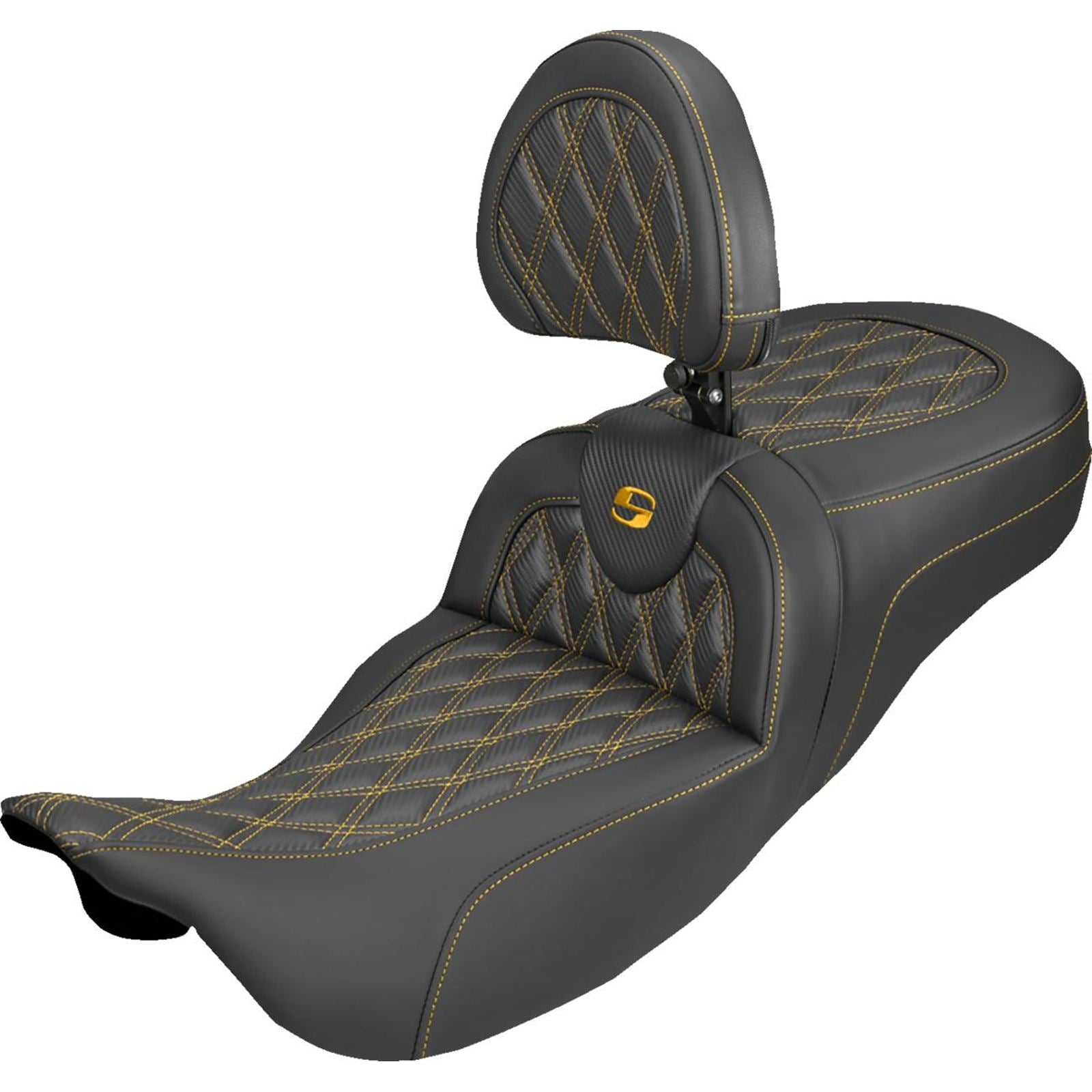 Saddlemen Extended Reach Roadsofa™ Carbon Fiber Seat Gold Stitch FL '08-'25 [MPN: 808-07B-207B7]_2537732
