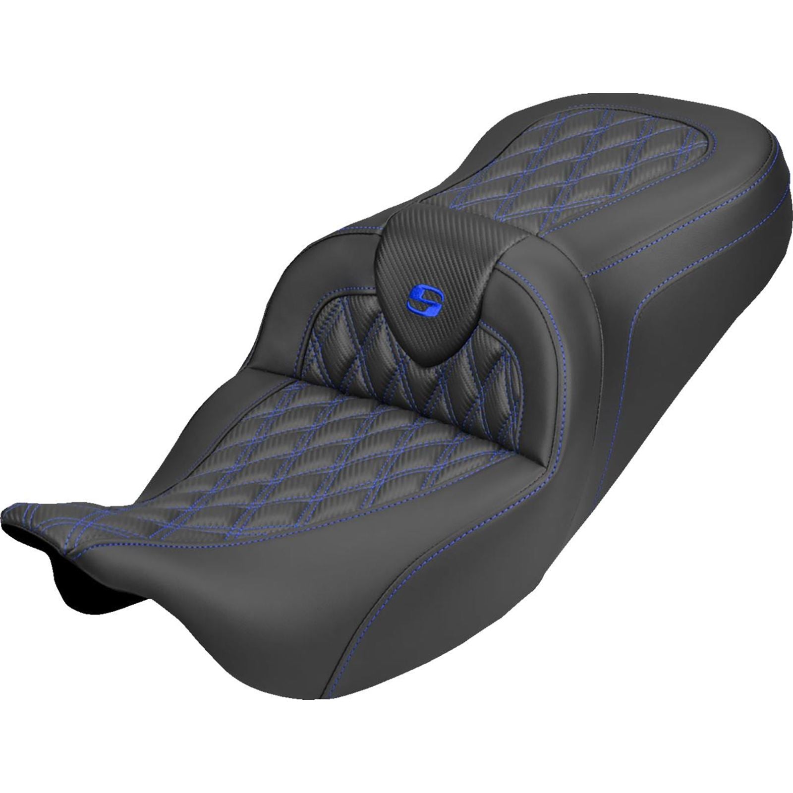 Saddlemen Roadsofa™ Carbon Fiber Seat - Lattice Blue Stitch FLH/FLT '08-'25 [MPN: 808-07B-20601]_2537736