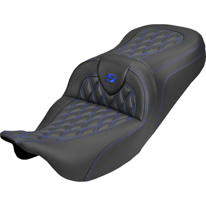 Saddlemen Roadsofa™ Carbon Fiber Seat - Lattice Blue Stitch FLH/FLT '08-'25 [MPN: 808-07B-20601]_2537736