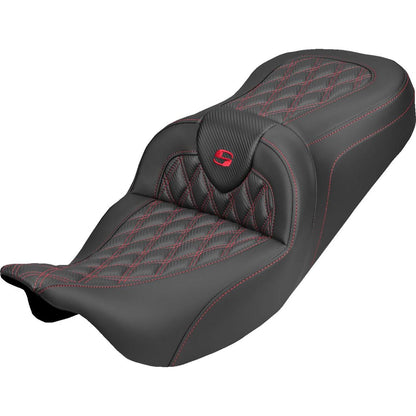 Saddlemen Roadsofa™ Carbon Fiber Seat - Lattice - Red Stitch FLH/FLT '08-'25 [MPN: 808-07B-20604]_2537746