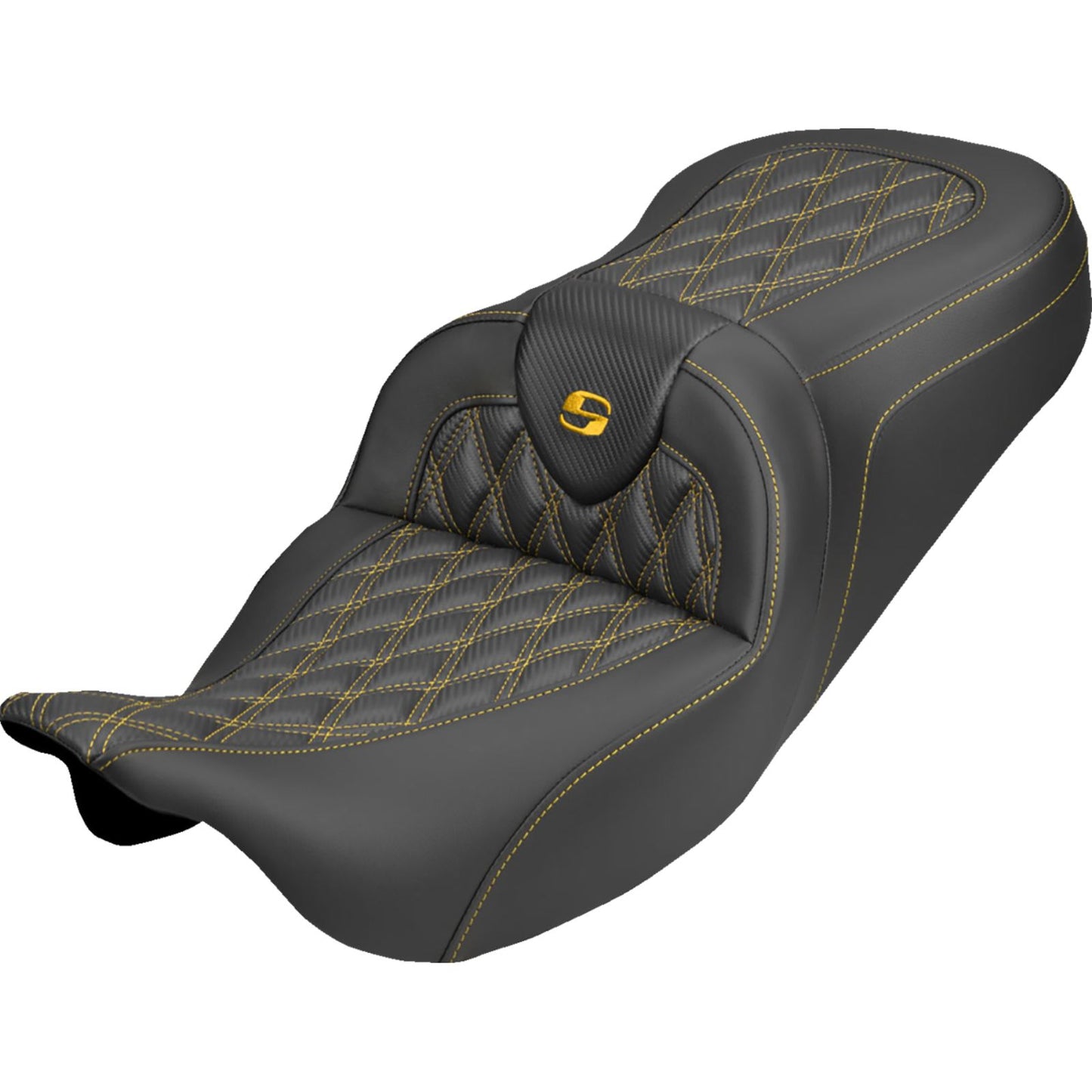 Saddlemen Roadsofa™ Carbon Fiber Seat - Gold Stitch - FLH/FLT '08-'25 [MPN: 808-07B-20607]_2308144