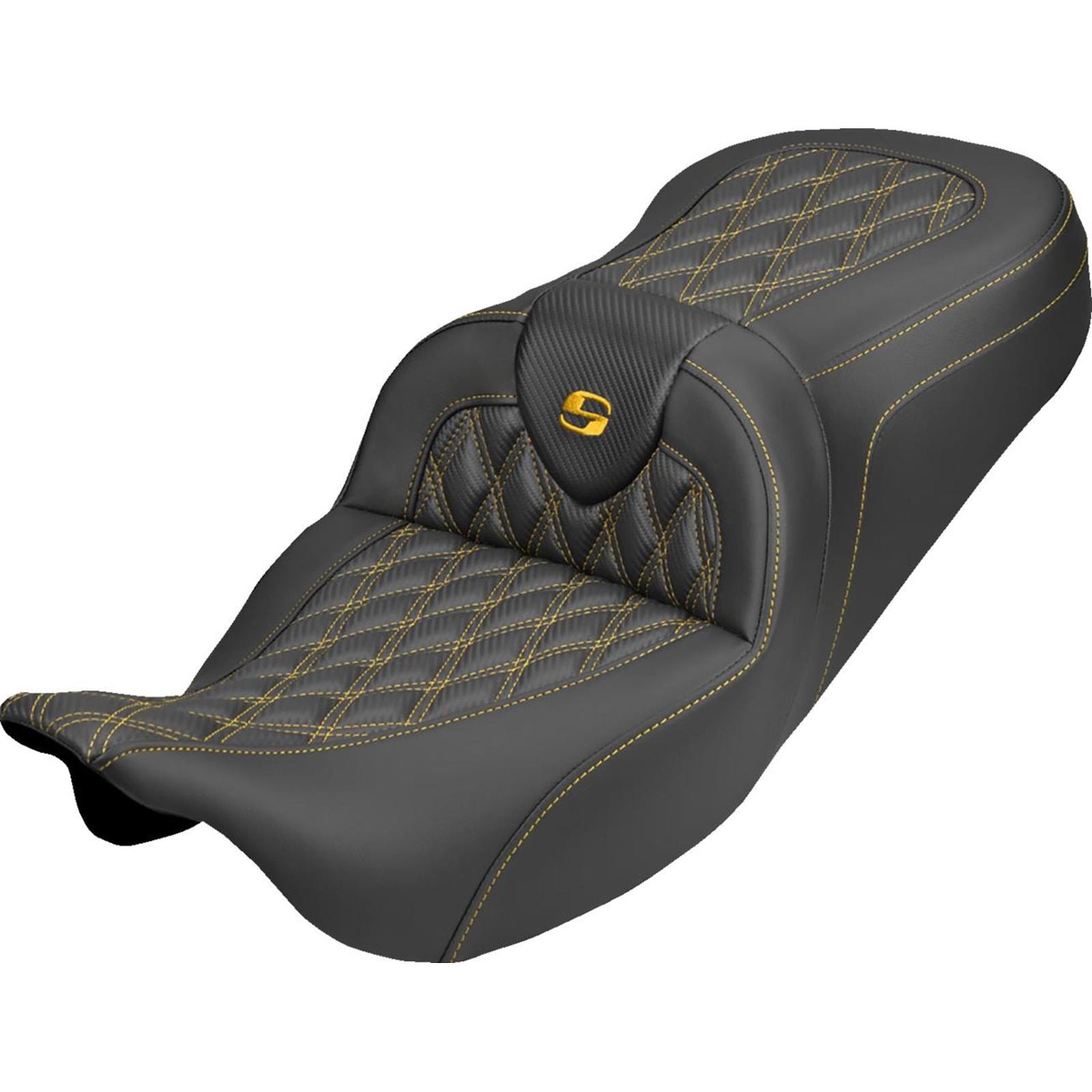 Saddlemen Roadsofa™ Carbon Fiber Seat - Gold Stitch - FLH/FLT '08-'25 [MPN: 808-07B-20607]_2537753