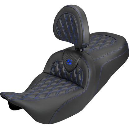 Saddlemen Roadsofa™ Carbon Fiber Seat - Lattice Blue Stitch FLH/FLT '08-'25 [MPN: 808-07B-206B1]_2308126