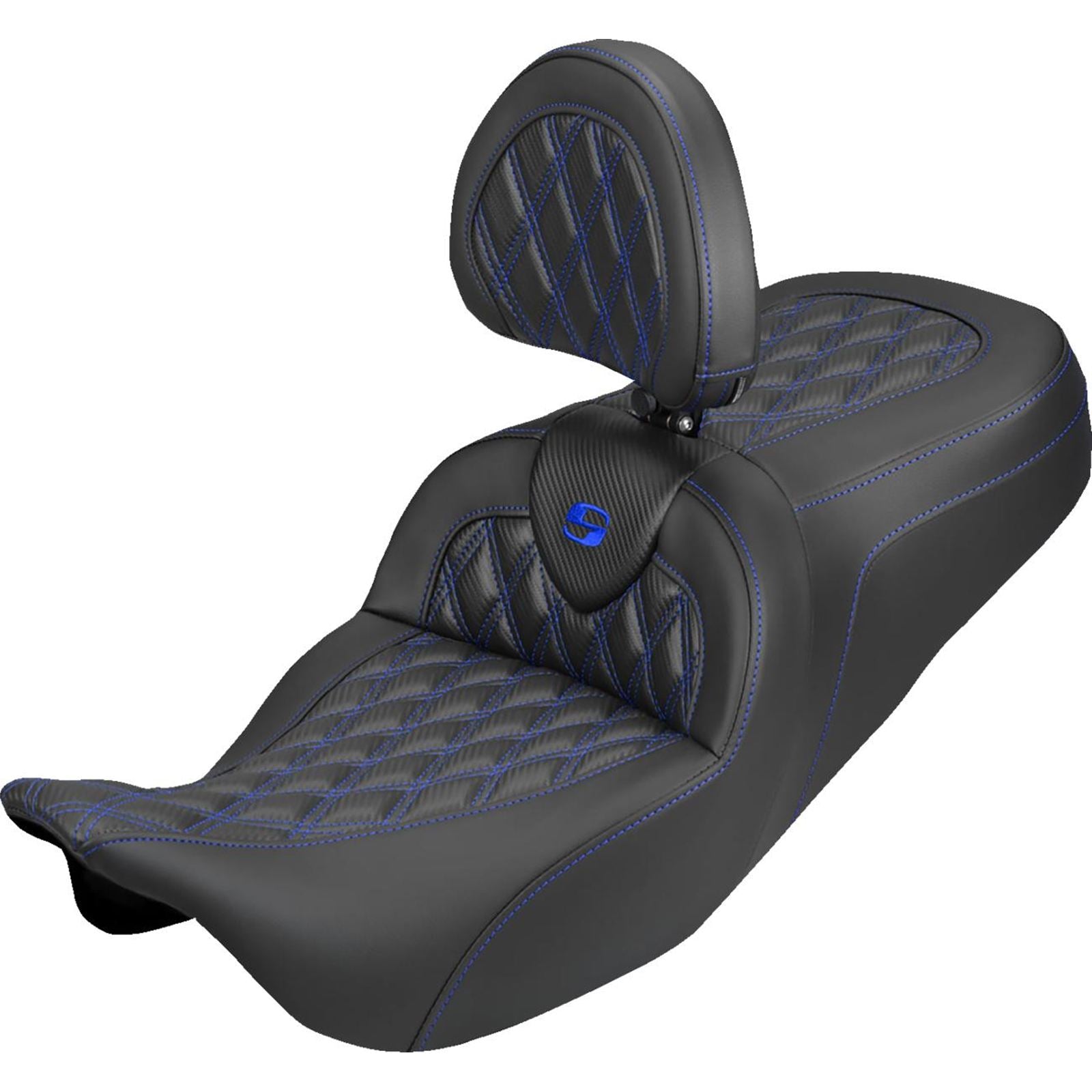 Saddlemen Roadsofa™ Carbon Fiber Seat - Lattice Blue Stitch FLH/FLT '08-'25 [MPN: 808-07B-206B1]_2537743