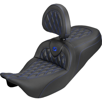Saddlemen Roadsofa™ Carbon Fiber Seat - Lattice Blue Stitch FLH/FLT '08-'25 [MPN: 808-07B-206B1]_2537743