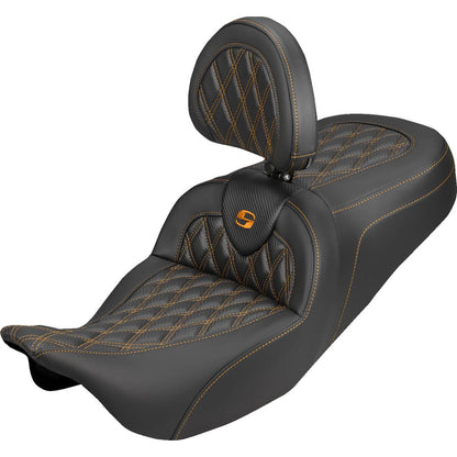 Saddlemen Roadsofa™ Carbon Fiber Seat Lattice Orange Stitch FLH/FLT '08-'25 [MPN: 808-07B-206B3]_2537651