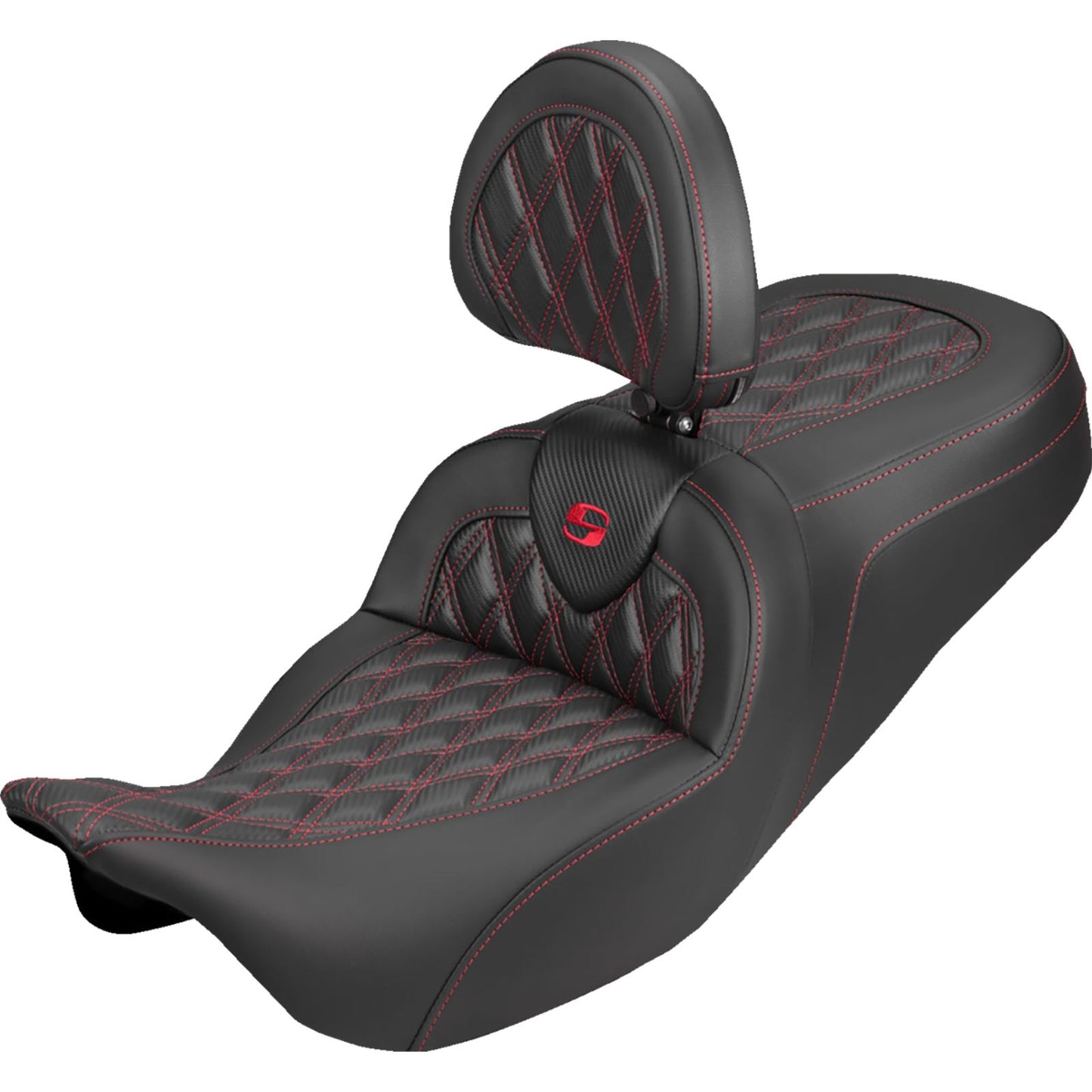 Saddlemen Roadsofa™ Carbon Fiber Seat Lattice/Red Stitch for FLH/FLT '08-'25 [MPN: 808-07B-206B4]_2308082