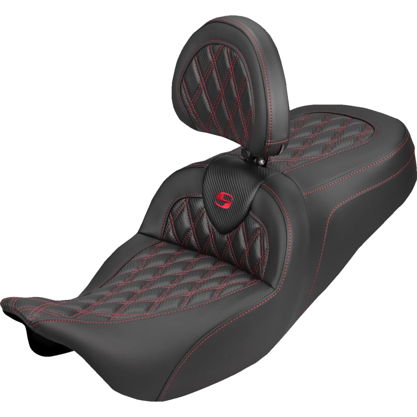 Saddlemen Roadsofa™ Carbon Fiber Seat Lattice/Red Stitch for FLH/FLT '08-'25 [MPN: 808-07B-206B4]_2308082