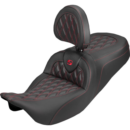 Saddlemen Roadsofa™ Carbon Fiber Seat Lattice/Red Stitch for FLH/FLT '08-'25 [MPN: 808-07B-206B4]_2308082
