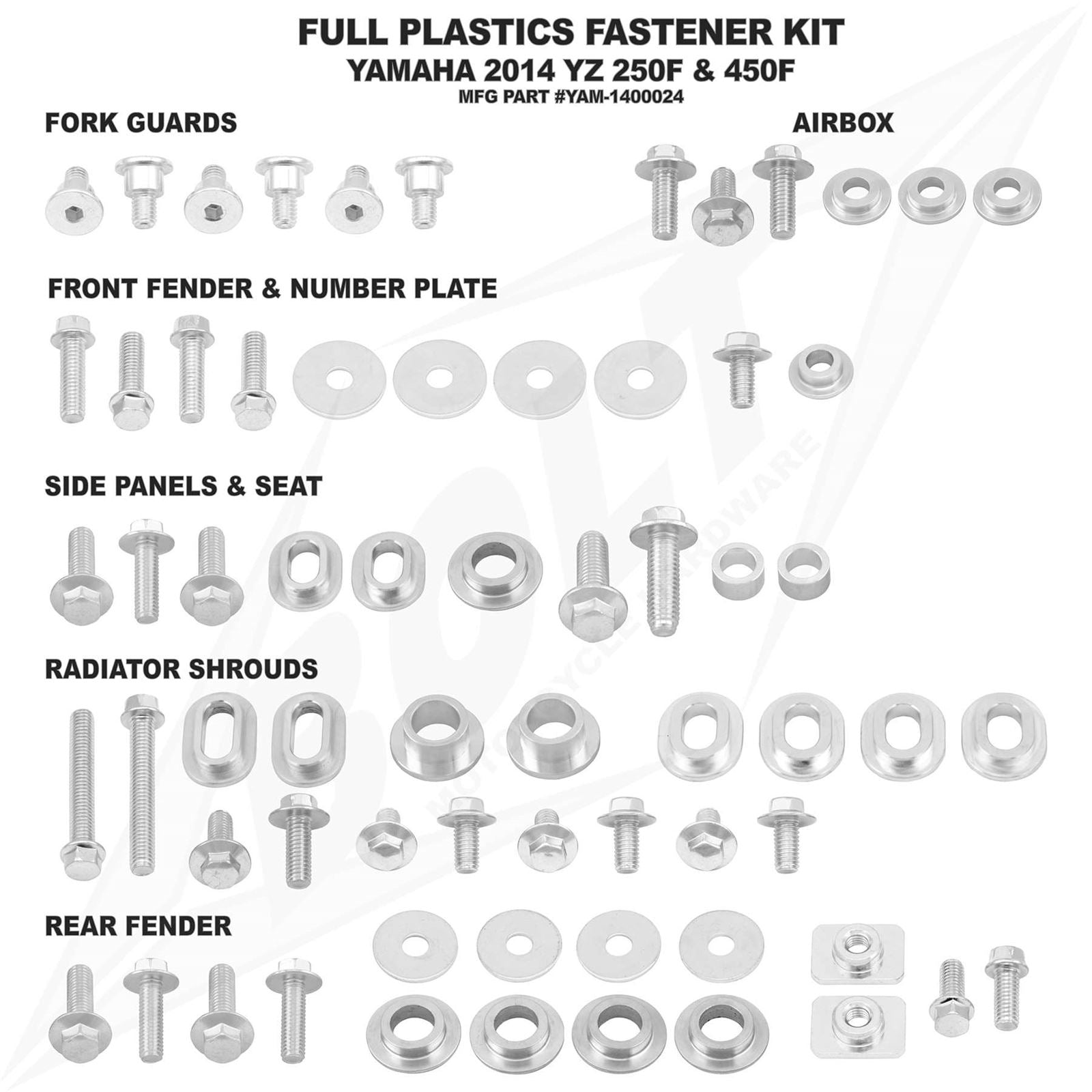 Bolt MC Hardware Full Plastic Fastener Kit for Yamaha YAM-1400024_213106