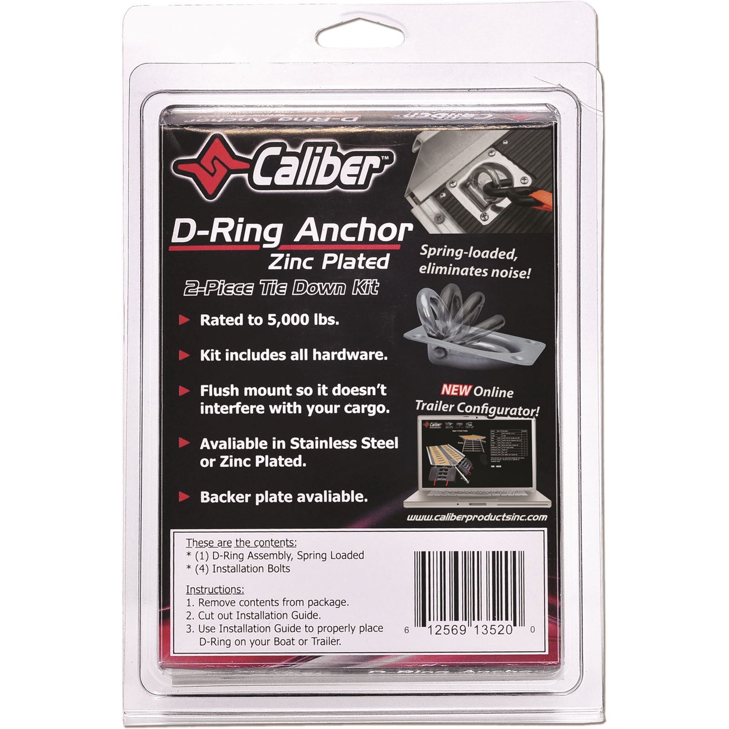 Caliber Zinc Coated Trailer D-Ring Kit 13520_213931