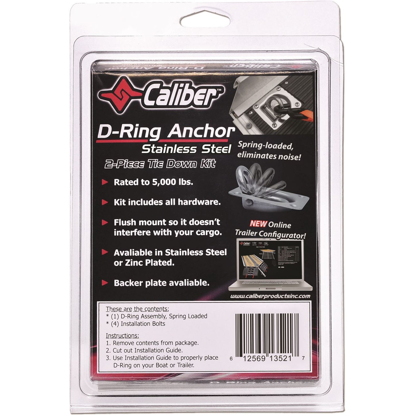 Caliber Stainless Steel Trailer D-Ring Kit 13521_213935