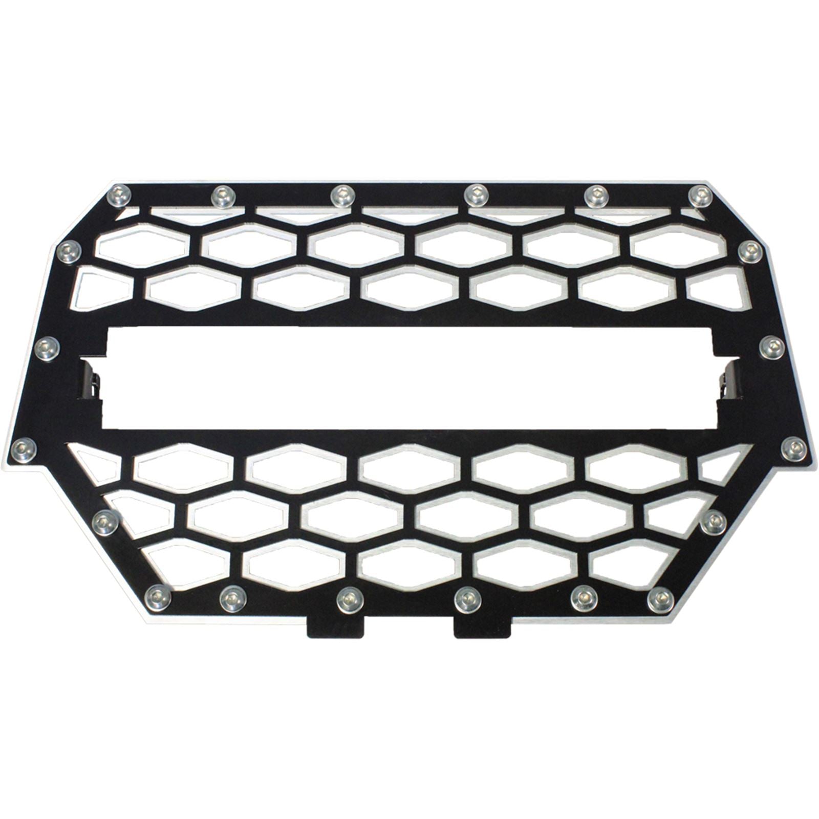 Modquad 2-Panel Front Grill Black/Silver with 10" Light Bar [MPN: RZR-FGLS-1K-BLK]_214107