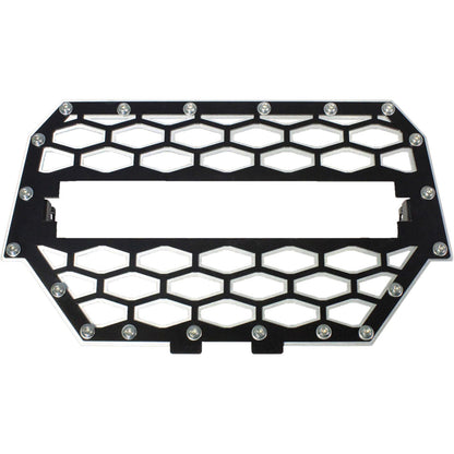 Modquad 2-Panel Front Grill Black/Silver with 10" Light Bar [MPN: RZR-FGLS-1K-BLK]_214107