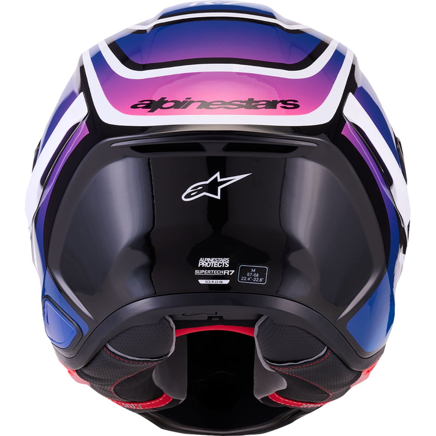 Alpinestars Supertech R7 Helmet - Zeal - 22.06 - Gloss Black/Blue/Pink Fluo/White_2558486
