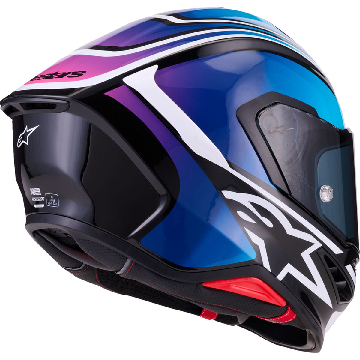 Alpinestars Supertech R7 Helmet - Zeal - 22.06 - Gloss Black/Blue/Pink Fluo/White_2561907
