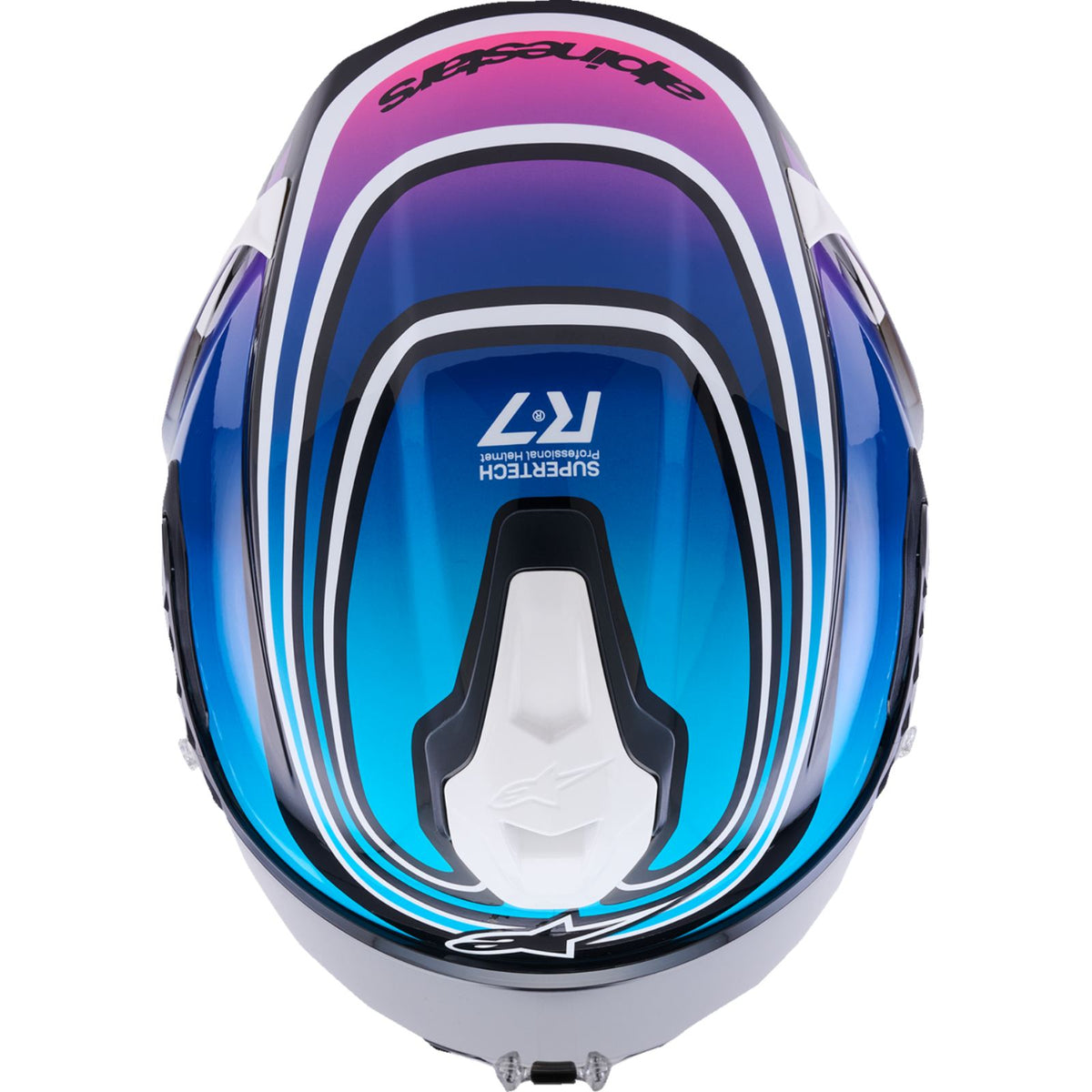 Alpinestars Supertech R7 Helmet - Zeal - 22.06 - Gloss Black/Blue/Pink Fluo/White_2565994