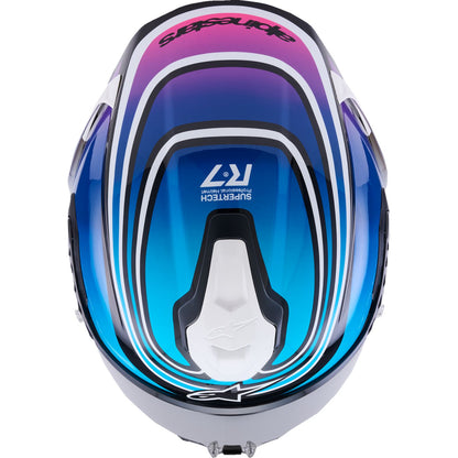Alpinestars Supertech R7 Helmet - Zeal - 22.06 - Gloss Black/Blue/Pink Fluo/White_2565994