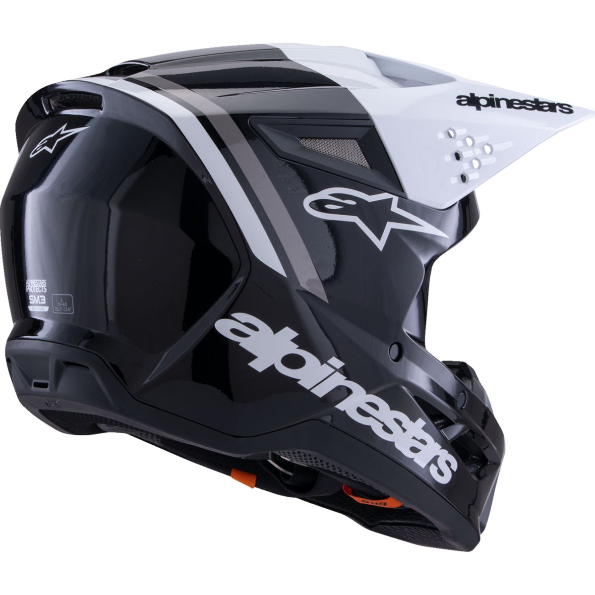 Alpinestars SM3 Helmet - Radium - Gloss Black/White/Gray - XS [MPN: 8300826-1546-XS]_2562222