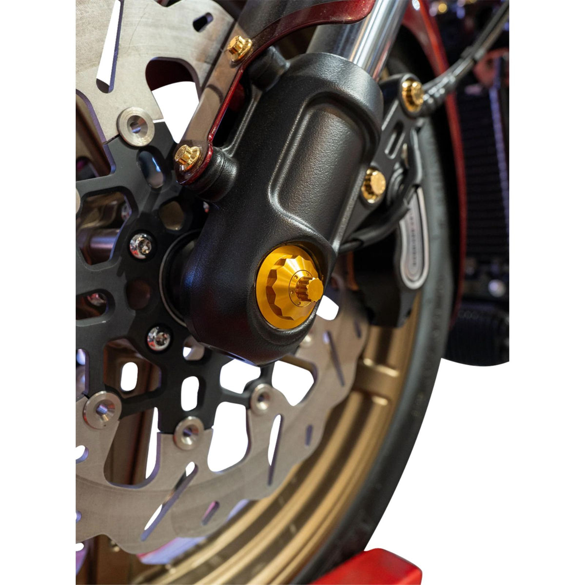 Paul Yaffe's Bagger Nation Axle Cover Kit - Y-Axle Rod - Front - Standard/12 Point - Gold [MPN: PYO:YTPR-18L-GD]_2566057