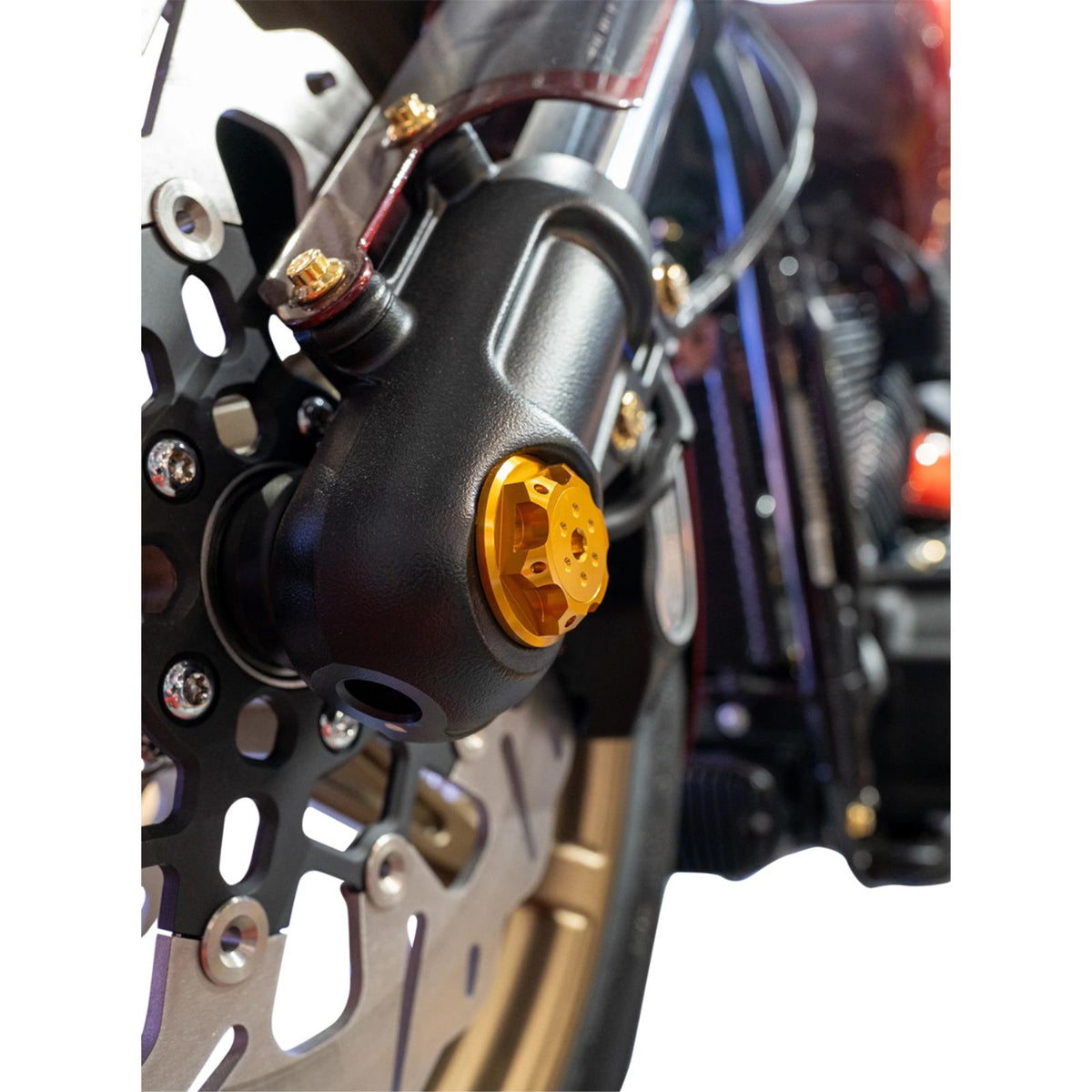 Paul Yaffe's Bagger Nation Axle Cover Kit - Y-Axle Rod - Front - Standard/Turret - Gold [MPN: PYO:YHTR-18L-GD]_2566059