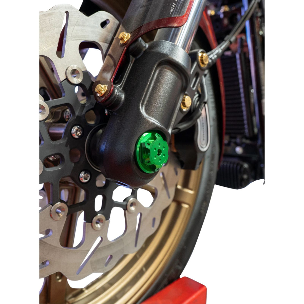 Paul Yaffe's Bagger Nation Axle Cover Kit - Y-Axle Rod - Front - Standard/Turret - Green [MPN: PYO:YHTR-18L-GN]_2558864