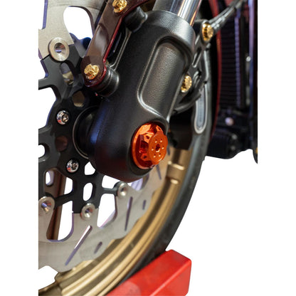 Paul Yaffe's Bagger Nation Axle Cover Kit - Y-Axle Rod - Front - Standard/Turret - Orange [MPN: PYO:YHTR-18L-OR]_2564853