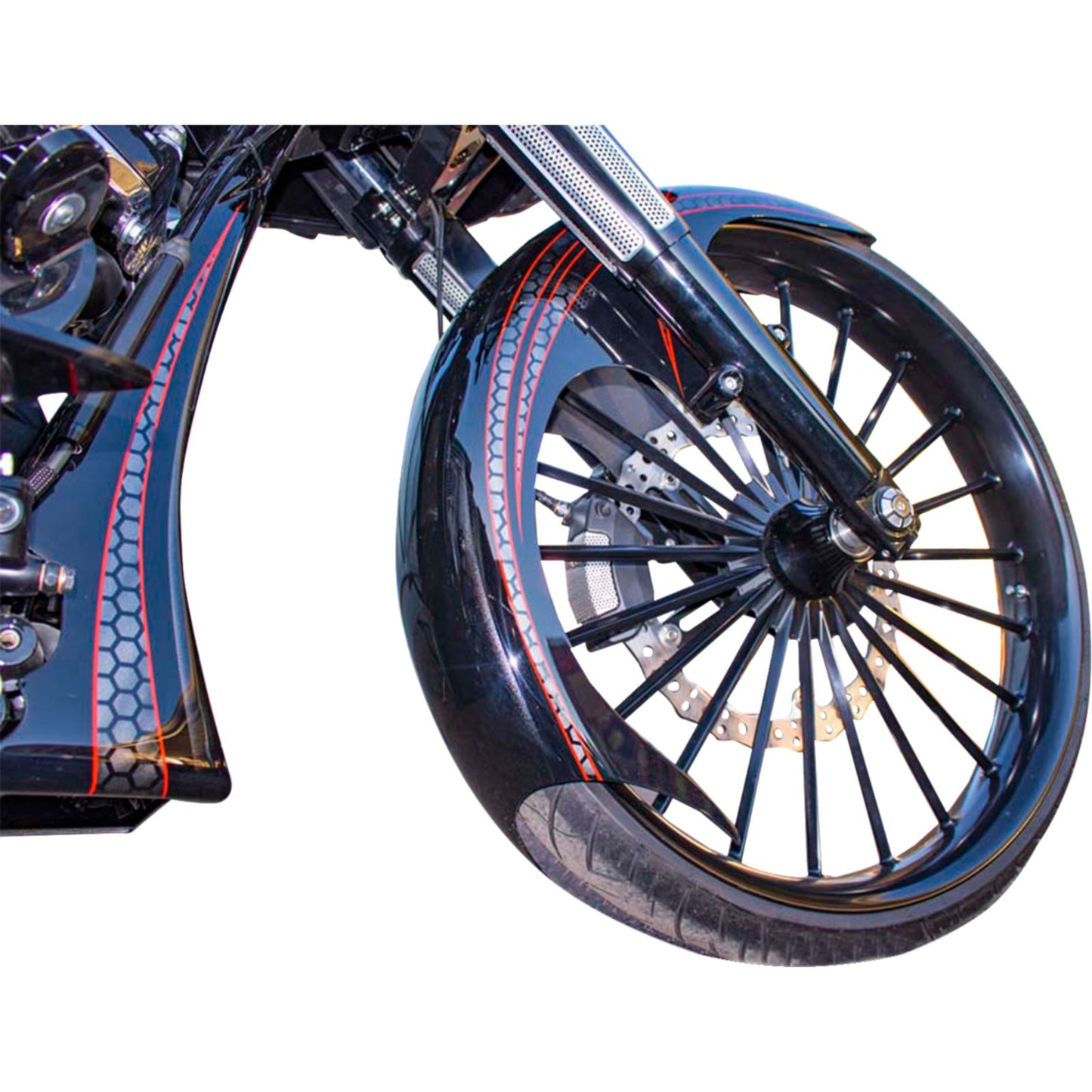 Paul Yaffe's Bagger Nation Talon Front Fender 21" Wheel W/Black Adapters for HD Touring [MPN: PYO:TALON21-14L-B]_2561886