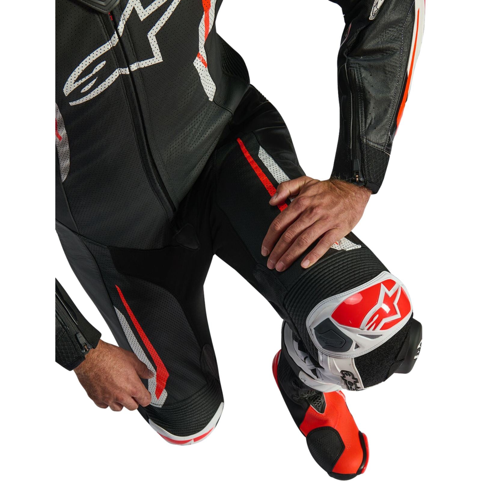 Alpinestars GP Tech v5 Leather Suit - Black/White/Red Fluo_2562726