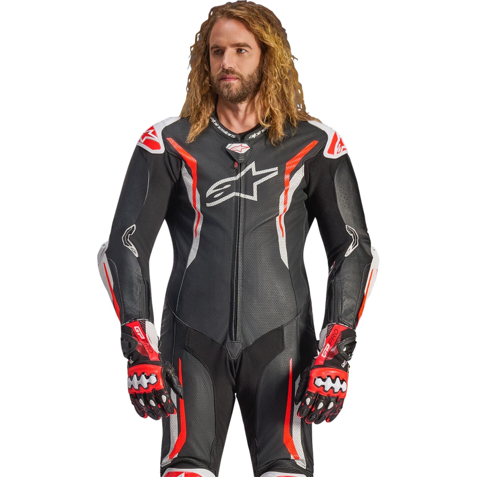Alpinestars GP Tech v5 Leather Suit - Black/White/Red Fluo_2563528