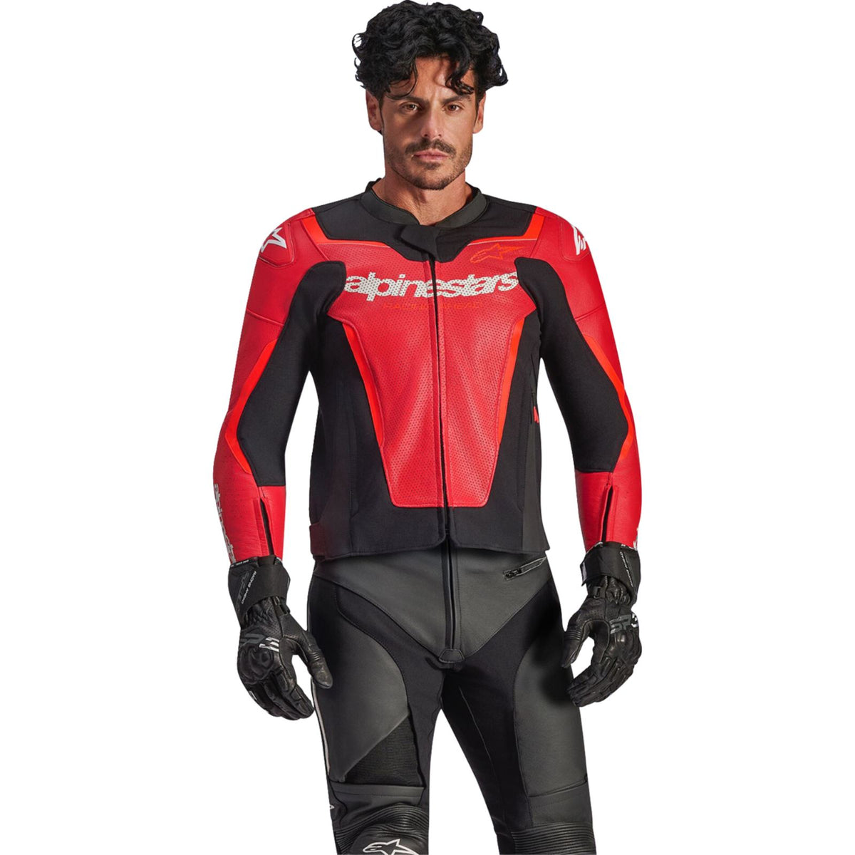 Alpinestars GP Force v2 Airflow Leather Jacket - Red/Red Fluo_2563424