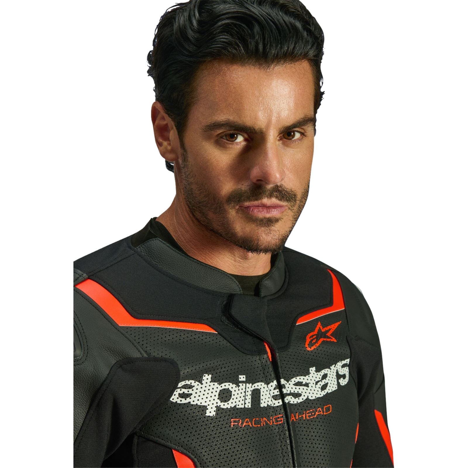 Alpinestars GP Force v2 Airflow Leather Jacket Black/Red Fluo_2563938