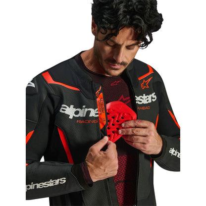 Alpinestars GP Force v2 Airflow Leather Jacket Black/Red Fluo_2565652