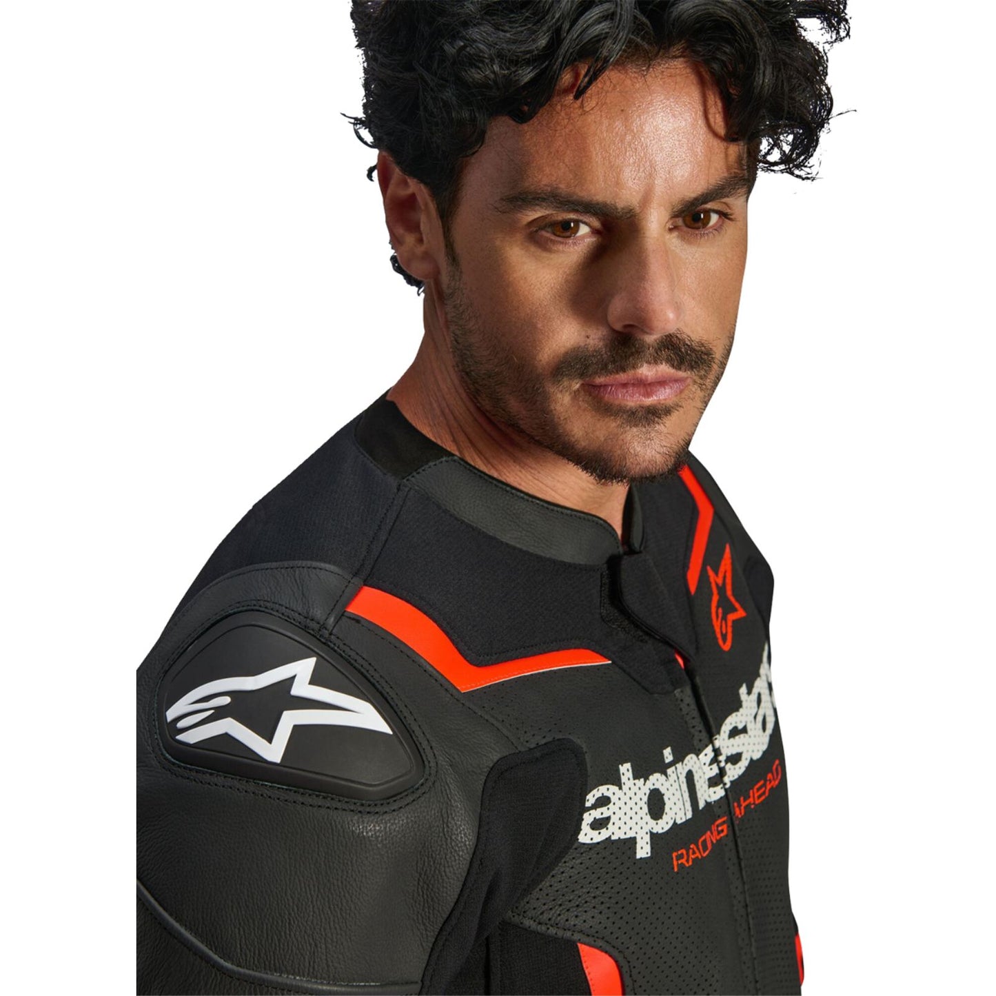 Alpinestars GP Force v2 Airflow Leather Jacket Black/Red Fluo_2558752
