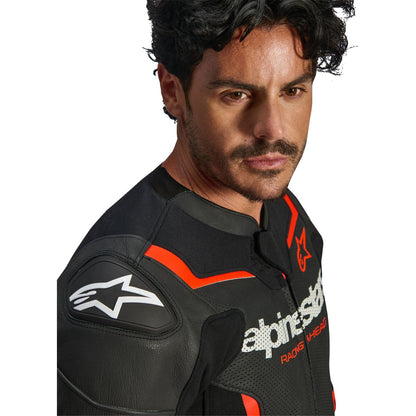Alpinestars GP Force v2 Airflow Leather Jacket Black/Red Fluo_2558752