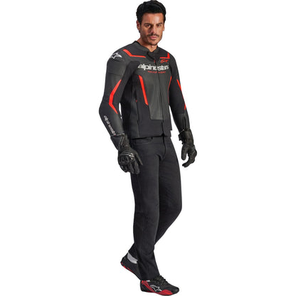Alpinestars GP Force v2 Airflow Leather Jacket Black/Red Fluo_2559639