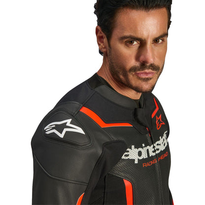 Alpinestars GP Force v2 Airflow Leather Jacket Black/Red Fluo_2560085