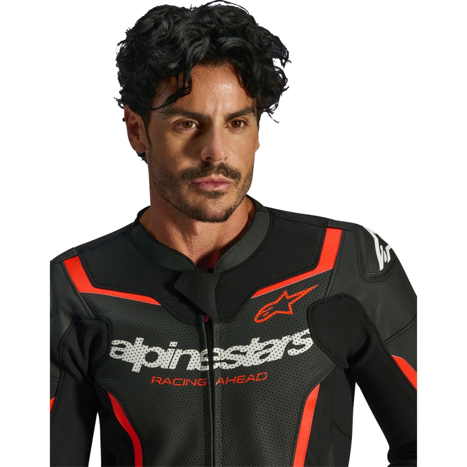 Alpinestars GP Force v2 Airflow Leather Jacket Black/Red Fluo_2561016