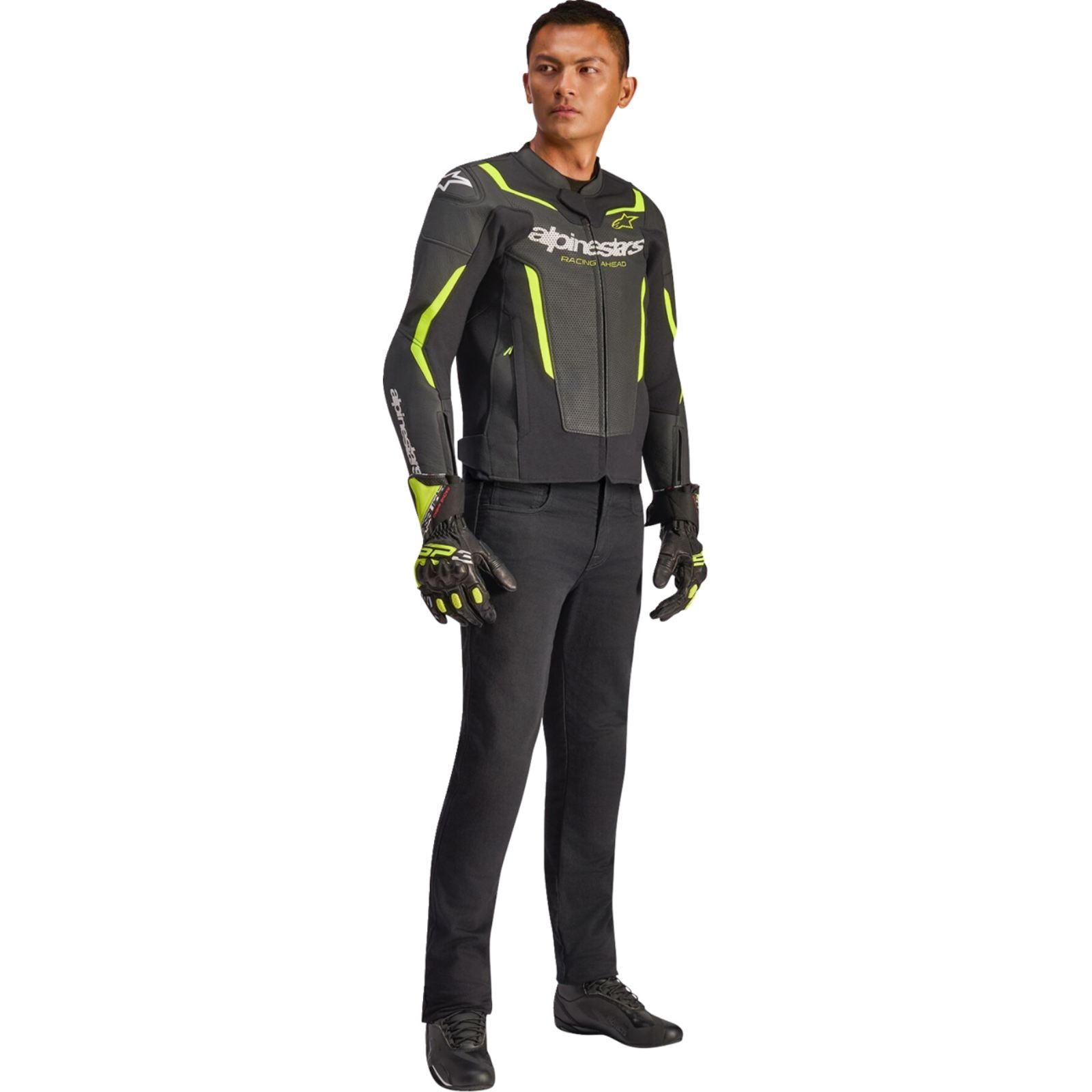 Alpinestars GP Force v2 Airflow Leather Jacket Black/Yellow Fluo_2560026