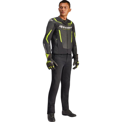 Alpinestars GP Force v2 Airflow Leather Jacket Black/Yellow Fluo_2560026