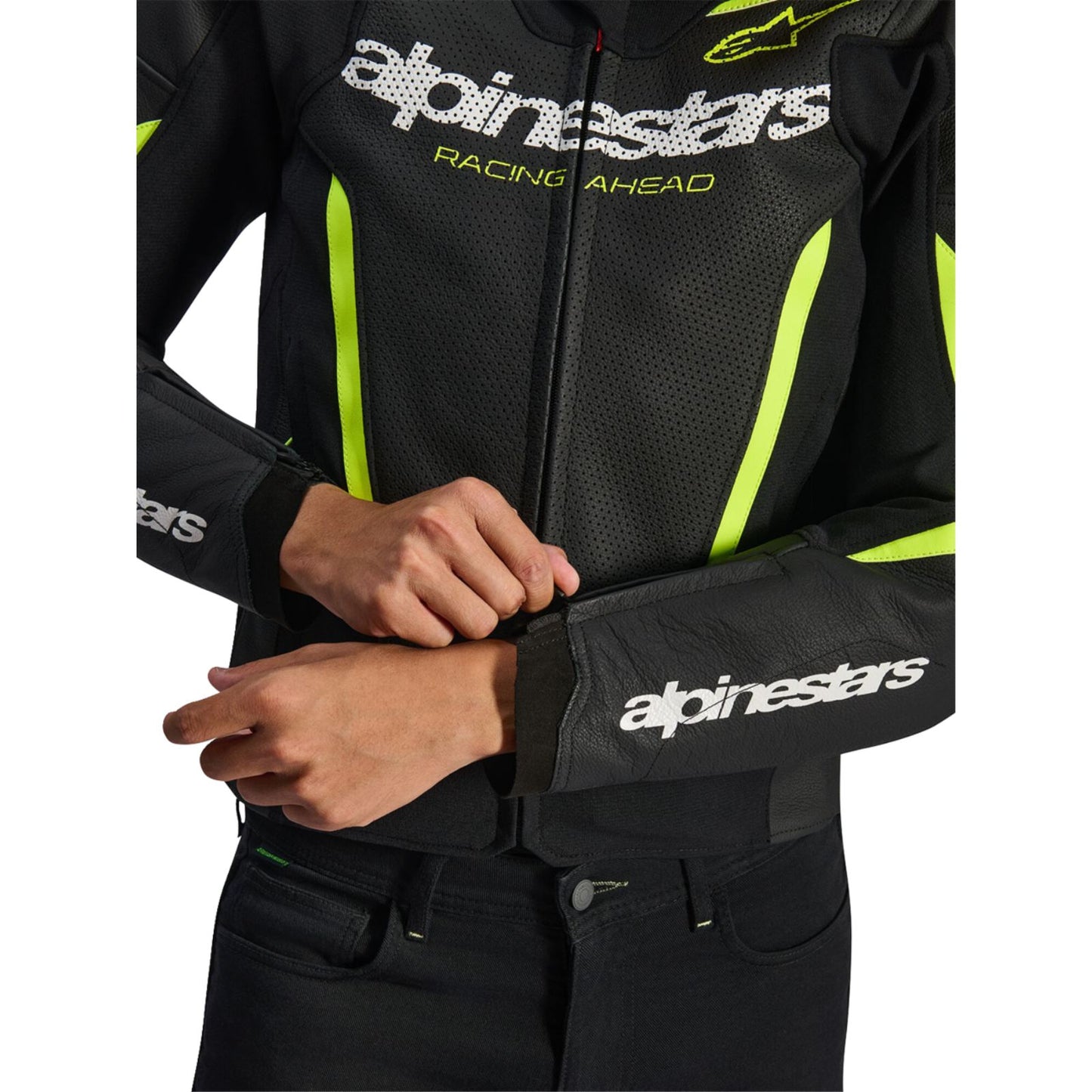 Alpinestars GP Force v2 Airflow Leather Jacket Black/Yellow Fluo_2563900