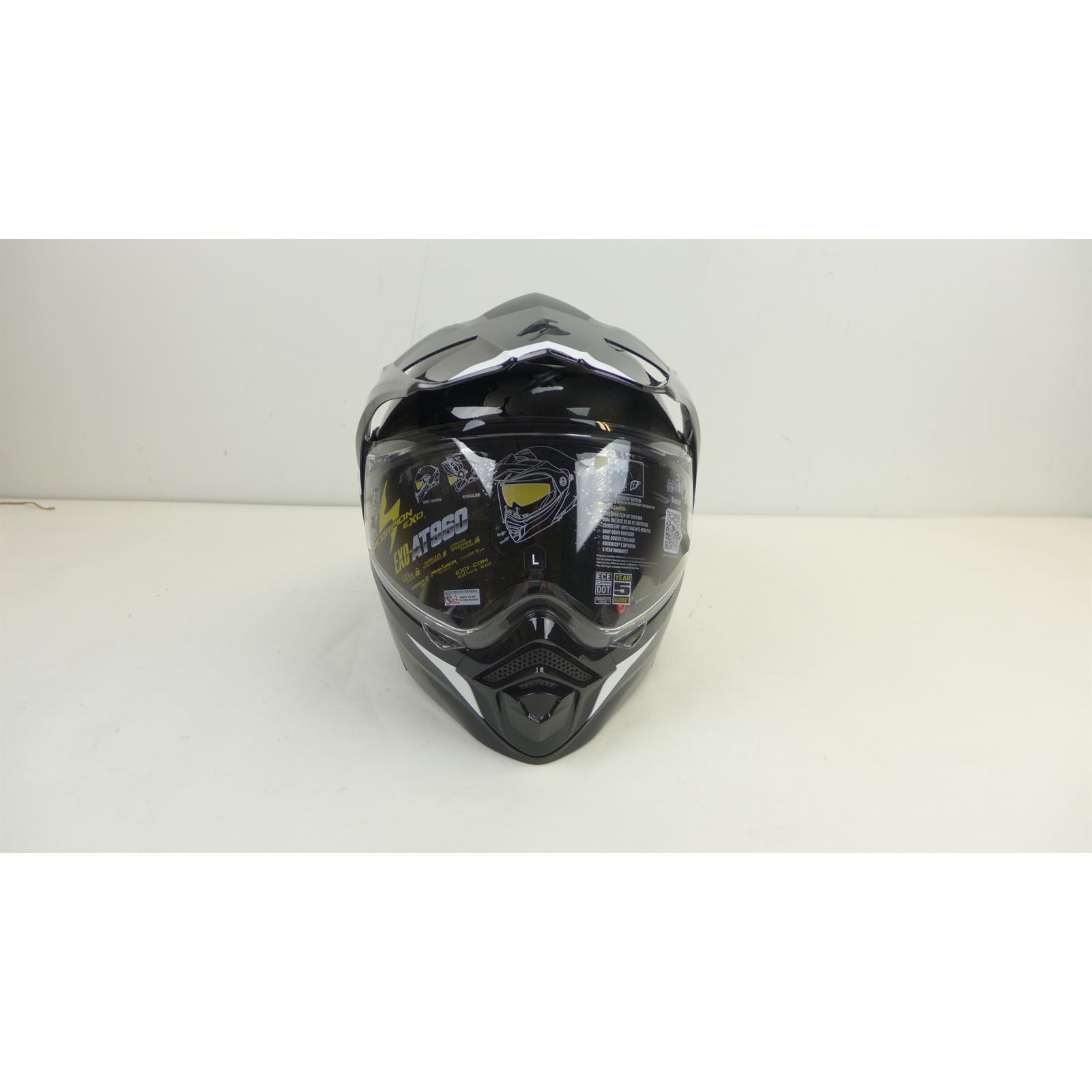 ScorpionEXO Exo-AT960 Helmet - Topographic Black/White - Large OPEN BOX [MPN: 96-1025]_2571441