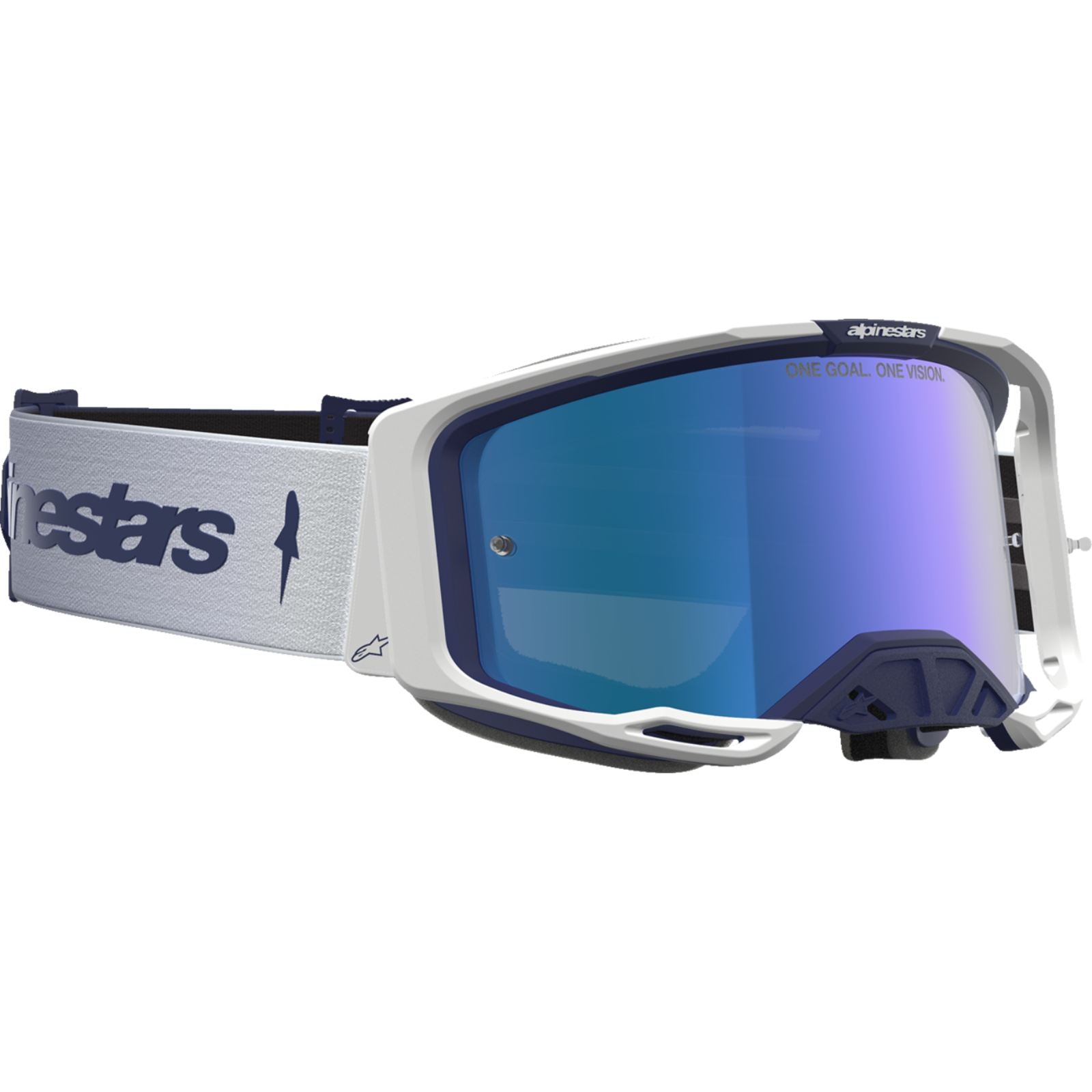 Alpinestars Vision 8 Goggles - Amber - Navy/White - Blue Mirror Lens [MPN: 5101427-7357]_2701168