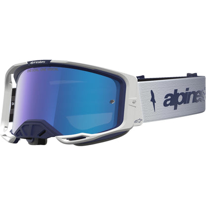 Alpinestars Vision 8 Goggles - Amber - Navy/White - Blue Mirror Lens [MPN: 5101427-7357]_2701617
