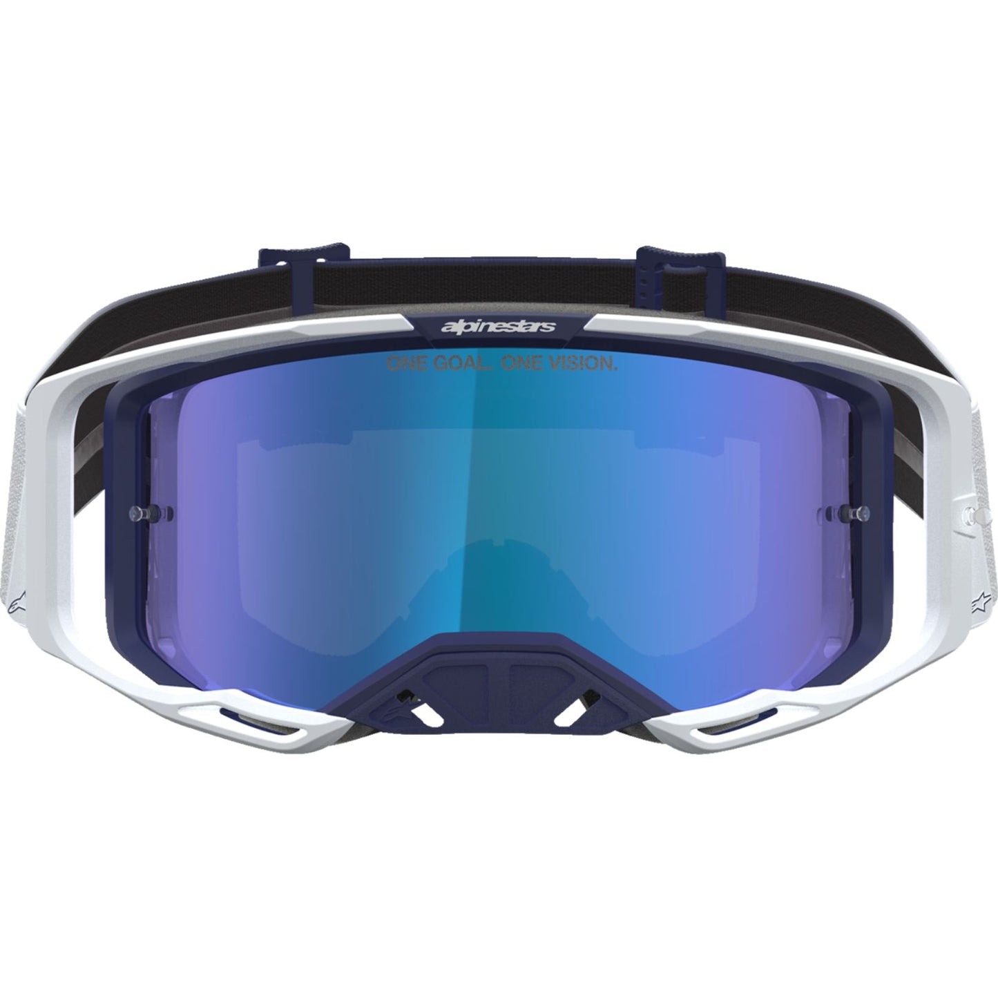 Alpinestars Vision 8 Goggles - Amber - Navy/White - Blue Mirror Lens [MPN: 5101427-7357]_2702000