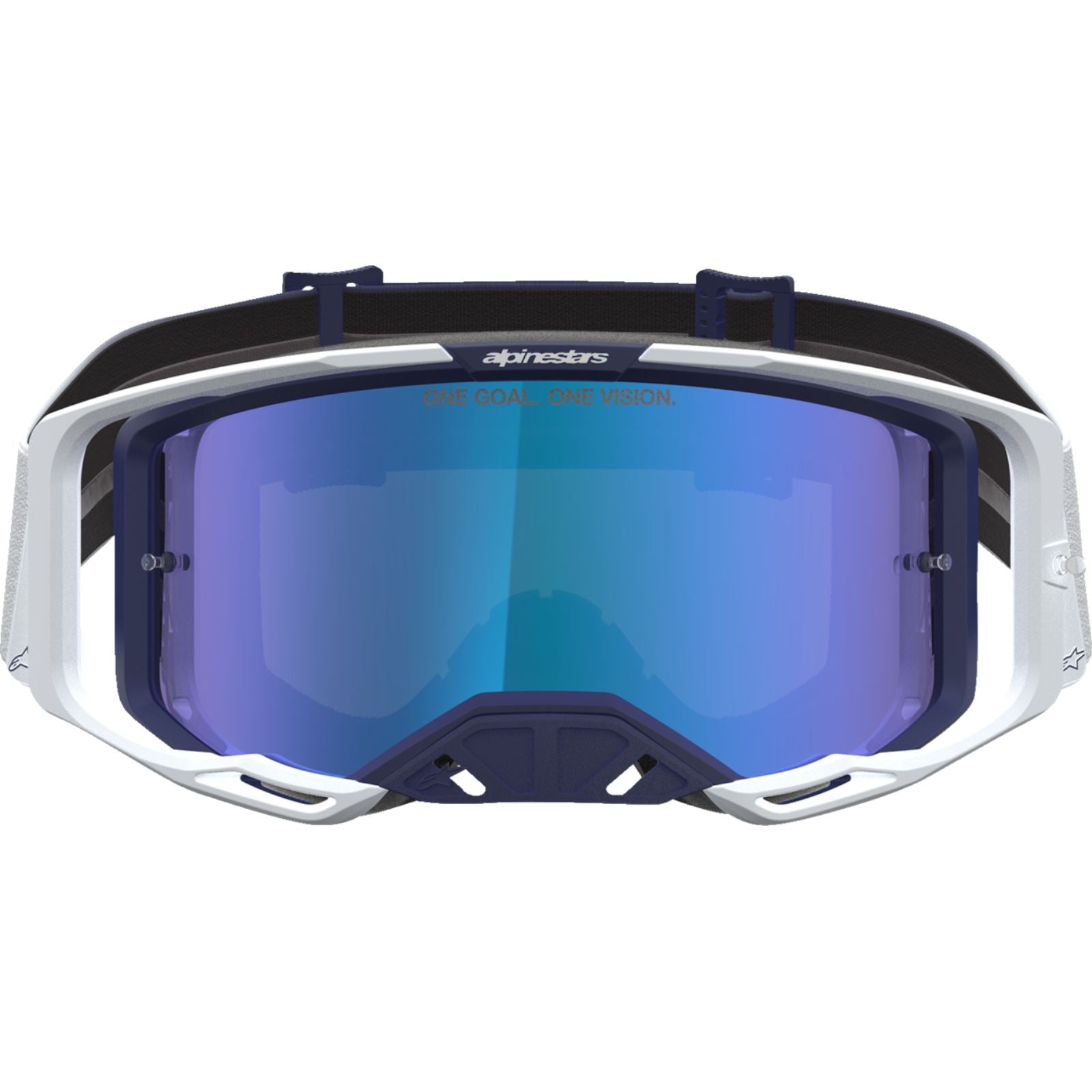 Alpinestars Vision 8 Goggles - Amber - Navy/White - Blue Mirror Lens [MPN: 5101427-7357]_2702000