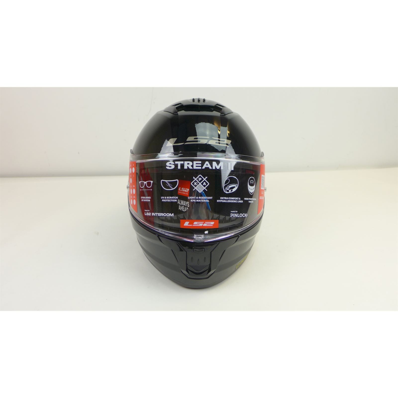LS2 Stream II Solid Helmet with SunShield Gloss Black - Large OPEN BOX [MPN: 808-1004]_2714862