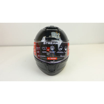 LS2 Stream II Solid Helmet with SunShield Gloss Black - Large OPEN BOX [MPN: 808-1004]_2714862
