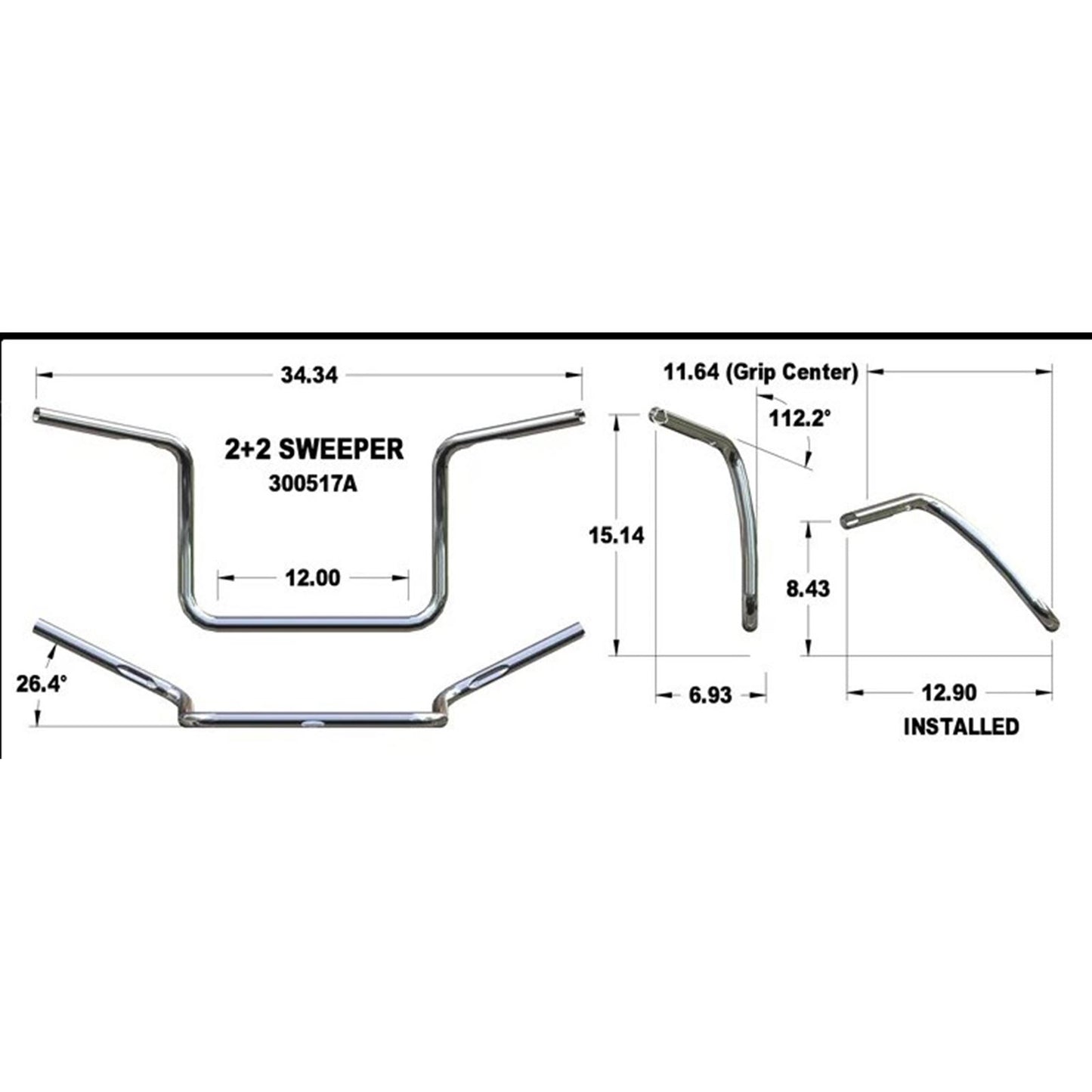 Khrome Werks Chrome 1" 2+2 Handlebar [MPN: 300517A]_1651344